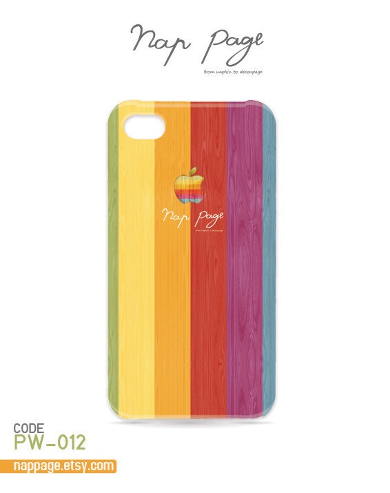 iphone 4 case , iphone 4s case , case for Iphone 4 Blackberry mobile Case handmade: colorful apple logo