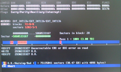 Qnapで使用したディスクで不良セクタ発生中