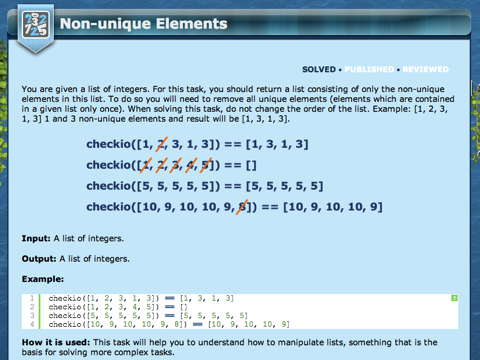 Non unique Elements CheckiO